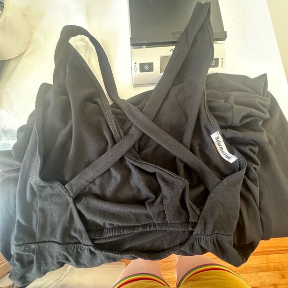 Reformation Sexy Black Vienna Maxi Deep-V Front Criss Cross Back High Slit XS - Picture 9 of 13